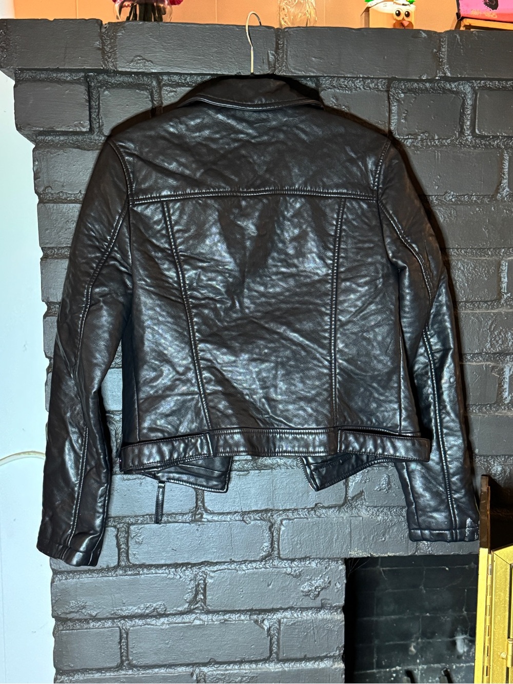 Topshop Black Faux-Leather Moto Jacket with Asymmetrical Zip - Picture 4 of 4
